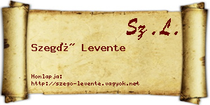 Szegő Levente névjegykártya